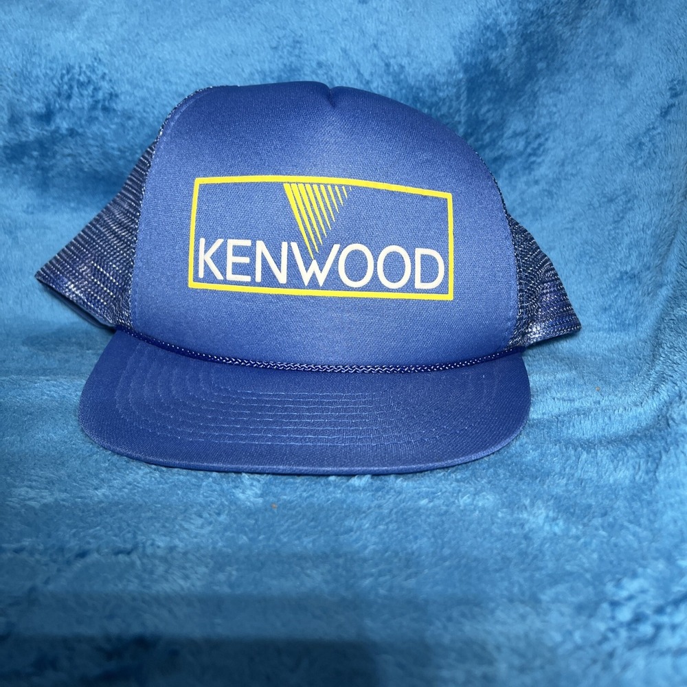 Vintage Kenwood Electronics Trucker Hat Blue Mesh Snapback Promo Cap Retro OSFM